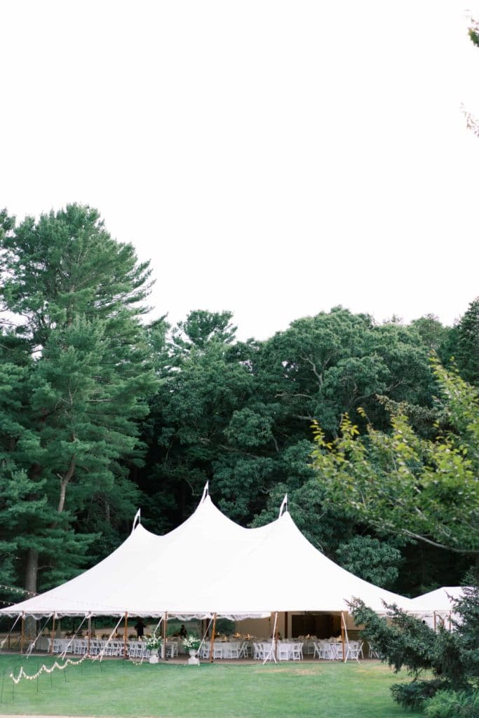 The tent set up at the Bear Mountain Inn + Barn for the wedding