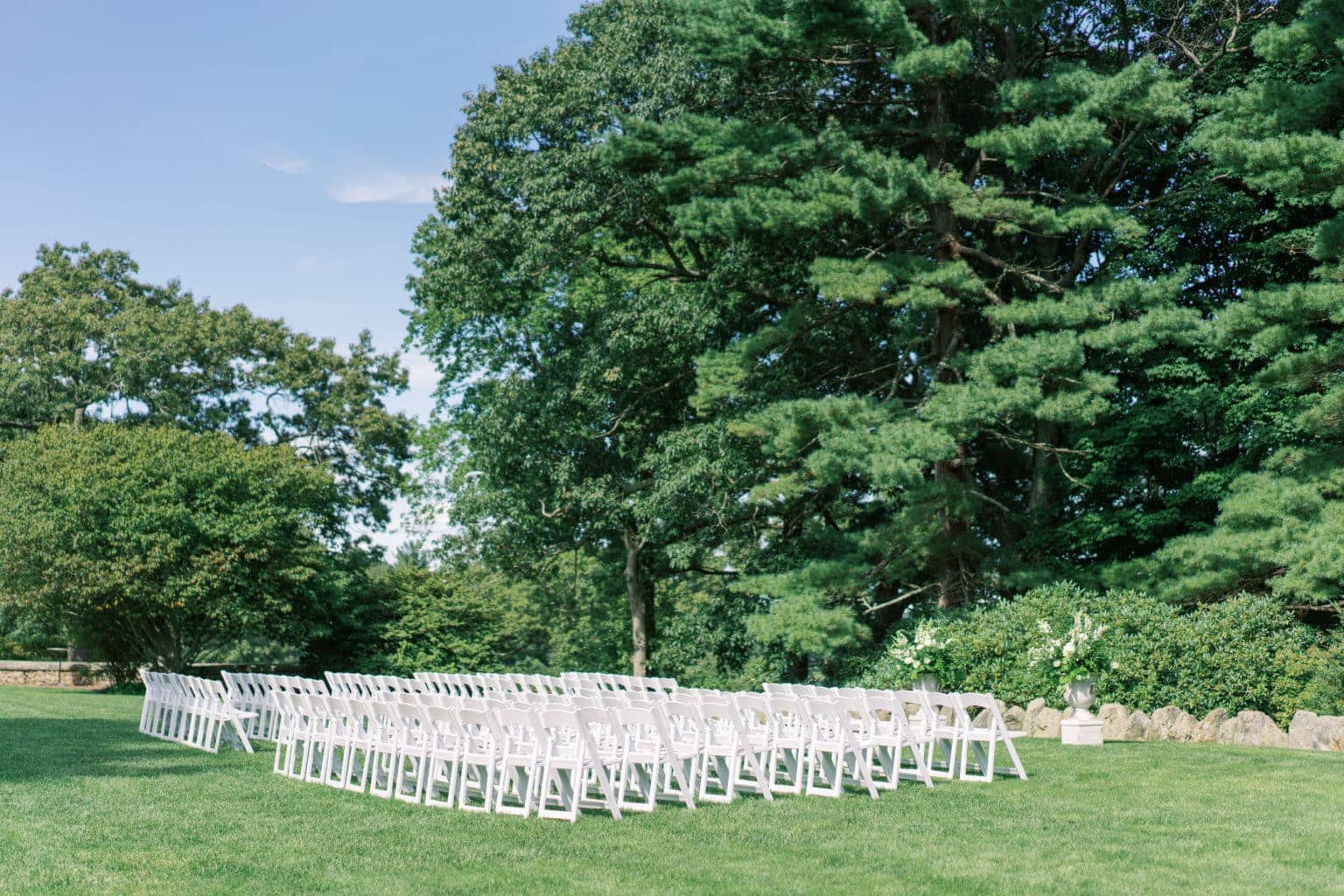 Complete Guide for Planning the Quintessential New England Wedding: The beautiful outdoor set-up of a New England wedding ceremony.