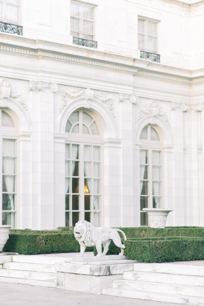 The sophisticated fountain outside  Rosecliff, one of the dreamy mansion wedding venues in Rhode Island