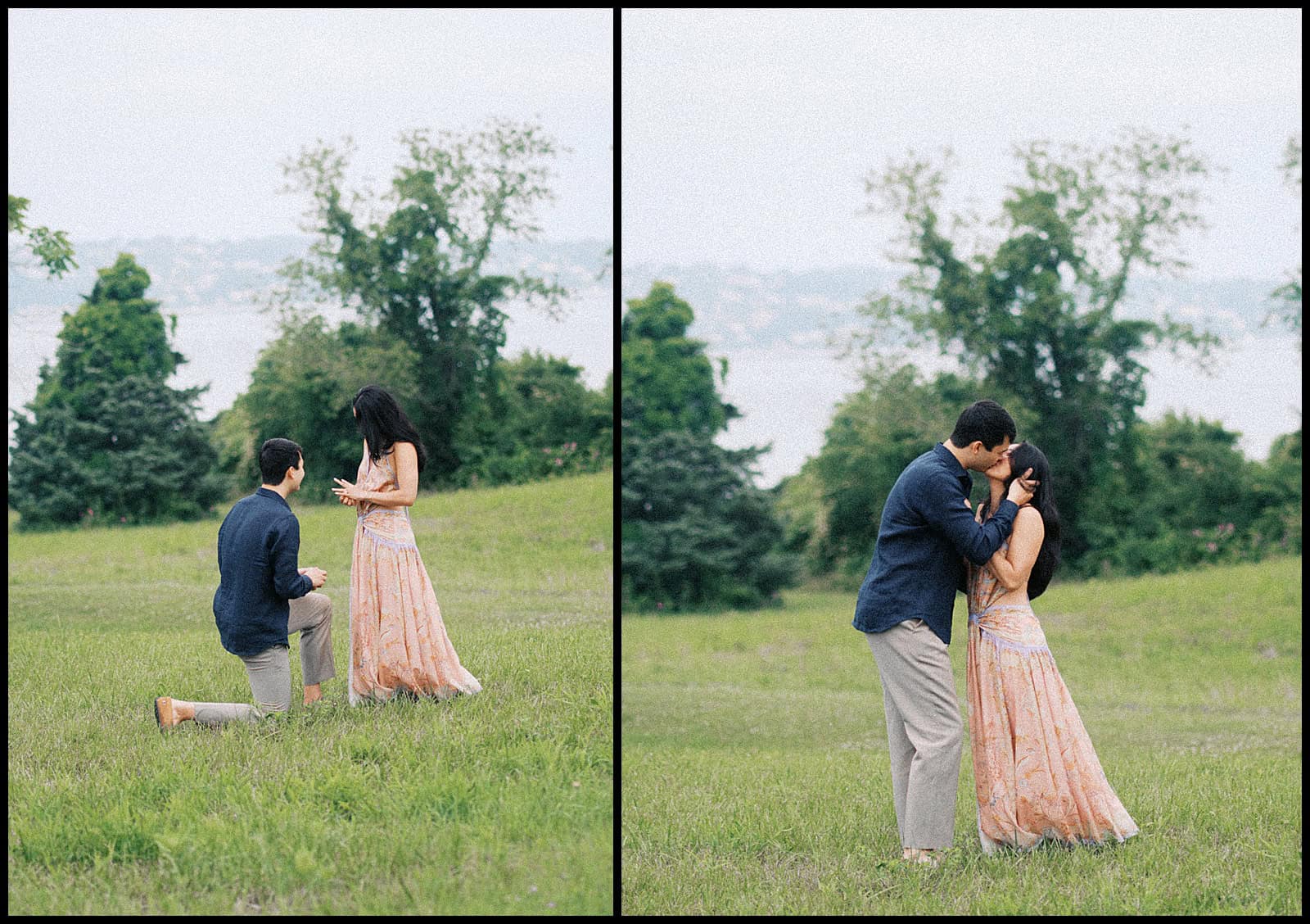 Surprise proposal overlooking the water in Tiverton, Rhode Island